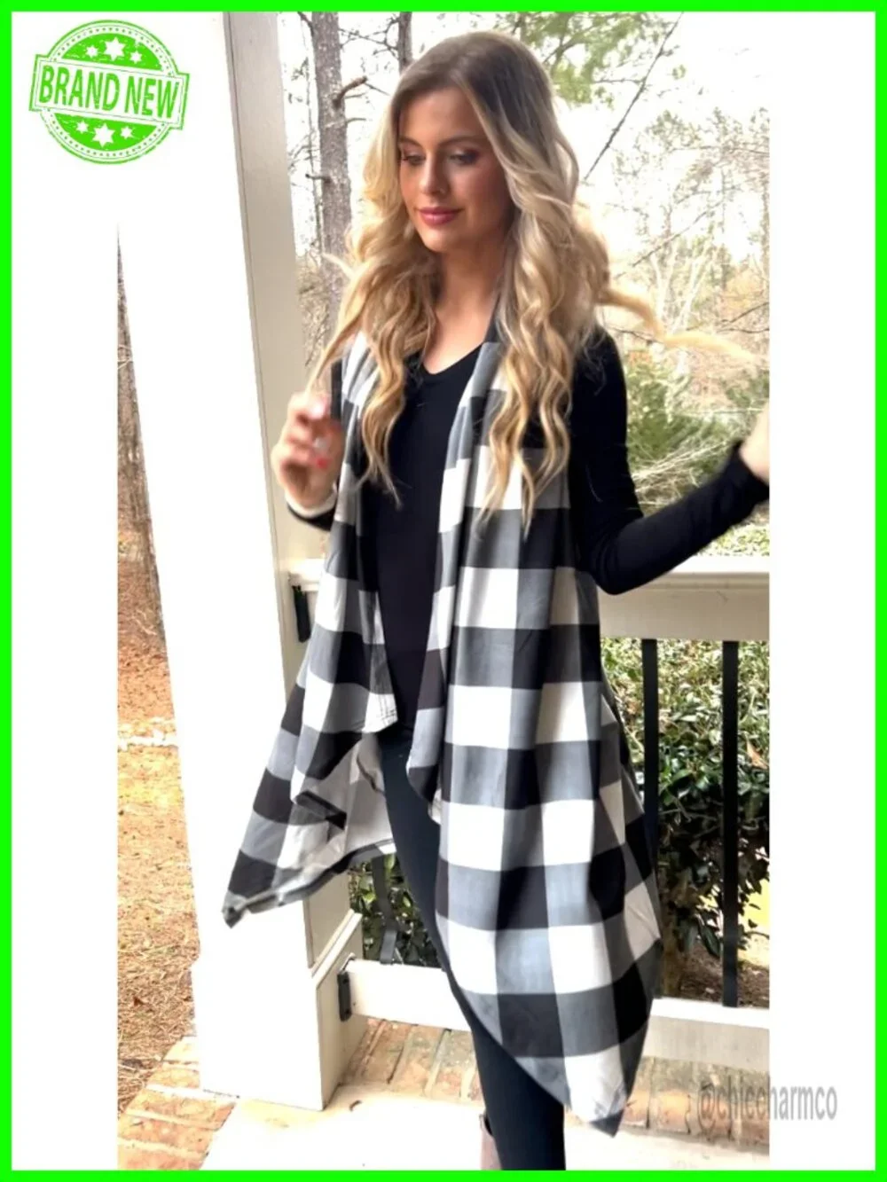 Sleeveless Duster Cardigan Plaid Open Front Vest Coat with Pockets Lightweight
